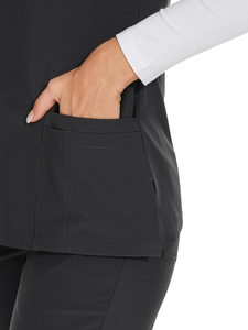 High Quality Woven Nurse Scrubs Uniform <b>Sets</b> Stand Collar Short Sleeve Customized Colors & Logos 2-Piece Unisex Hospital Use - Product Image 4