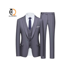 Traje de Negocios Azul Marino para Hombre, Estilo Británico de Tres Piezas, Cierre de un Botón, Mezcla de Lana, Antiarrugas, Ropa Formal - Product Image 3
