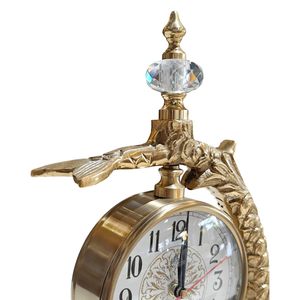 Horloge de bureau en laiton, forme circulaire, mouvement à quartz, affichage silencieux par aiguilles à détection tactile, design traditionnel, hauteur 33 cm - Product Image 3