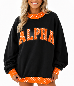 Fashion Women's Oversized <b>Mock</b> <b>Neck</b> Sweatshirt Polka Dot Letter Applique Embroidery Custom Winter Fleece Pullover <b>Top</b> - Product Image 1