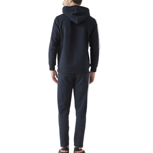 Men's Navy Blue Hooded <b>Tracksuit</b> Full Sleeve Solid Color Casual Sweatshirt With Side Pockets Breathable Regular Fit Autumn Wear - Product Image 3
