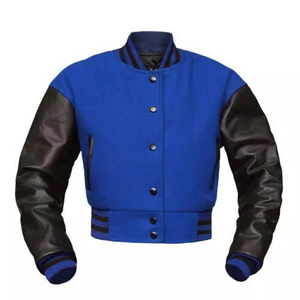 Veste de baseball courte tendance bleu et noir pour femme - Product Image 4