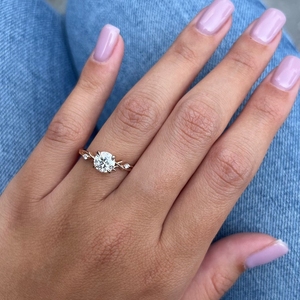 Ensemble de bagues de fiançailles Twig en or massif 14 carats avec diamants de laboratoire, bague feuille celtique, ensemble de bijoux de mariage, ensemble de bagues pour couple - Product Image 3