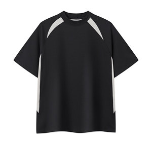 T-shirt de performance noir à manches courtes avec bande latérale blanche, grande taille, design uni pour homme, style décontracté, sport, streetwear - Product Image 1
