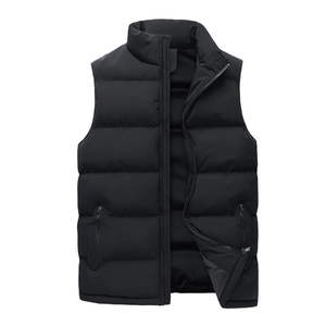 Men Sleeveless Down <b>Vest</b> Jacket Lightweight Winter Warm Polyester Casual <b>Black</b> OEM Wholesale - Product Image 2