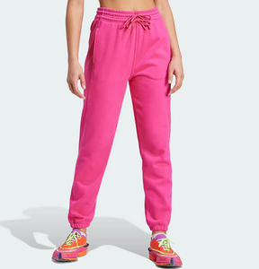 Pantalon de survêtement en polaire rose pour femme, taille mi-haute élastique, coupe décontractée, longueur intégrale, couleur unie, style hip-hop, idéal pour l'hiver - Product Image 1