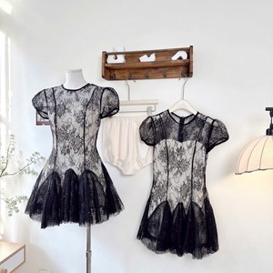 Robe mini élégante vintage à fleurs en dentelle, coupe trapèze, manches courtes, avec soutien-gorge intégré, pour femme, tenue décontractée ou de soirée, 100 % polyester - Product Image 2