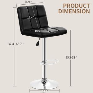 Set di 2 Sgabelli da Bar Girevoli Regolabili in Pelle PU con Schienale, Comodi ed Eleganti - Product Image 3