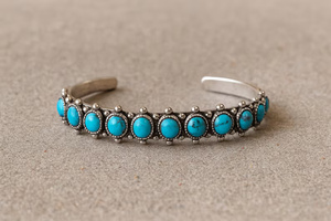 Handmade Turquoise Gemstone Stainless Steel Cuff <b>Bracelet</b> Vintage Geometric Wedding Unisex Jewelry - Product Image 1