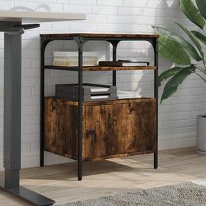 Soporte para impresora de madera de ingeniería de roble ahumado de 3 niveles, 19.7 x 15.7 x 29.9 pulgadas, carrito de almacenamiento - Product Image 3