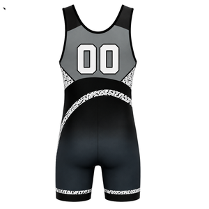 Men Black Gray Sublimated Wrestling Singlet Polyester <b>Athletic</b> Sports Uniform Sleeveless Wrestling Training Match Wear Clothing - Product Image 2