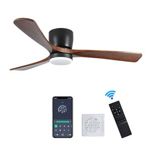 Ventilatore da soffitto LED moderno da 42 pollici con luci, in legno nero, 6 velocità, telecomando reversibile, profilo basso - Product Image 4
