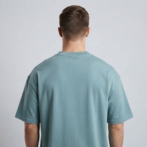 <b>Men's</b> Ice Blue Oversized T Shirt Crew <b>Neck</b> Short Sleeve Casual Streetwear Cotton <b>Tshirt</b> Relaxed Fit Top - Product Image 2