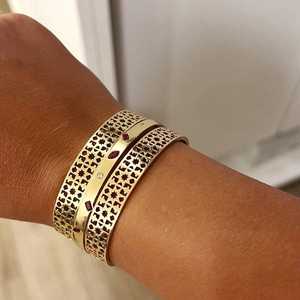 9mm Open Cuff <b>Bracelets</b> Plain Unique Luxury Minimalist Stackable Simple Bangle Fine Jewelry 10K 14K 18K <b>Solid</b> Gold Factory Price - Product Image 4