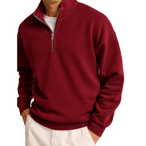 Sweat-shirt unisexe surdimensionné en coton épais de haute qualité avec fermeture éclair quart de tour, style streetwear, à col mi-zippé - Product Image 1