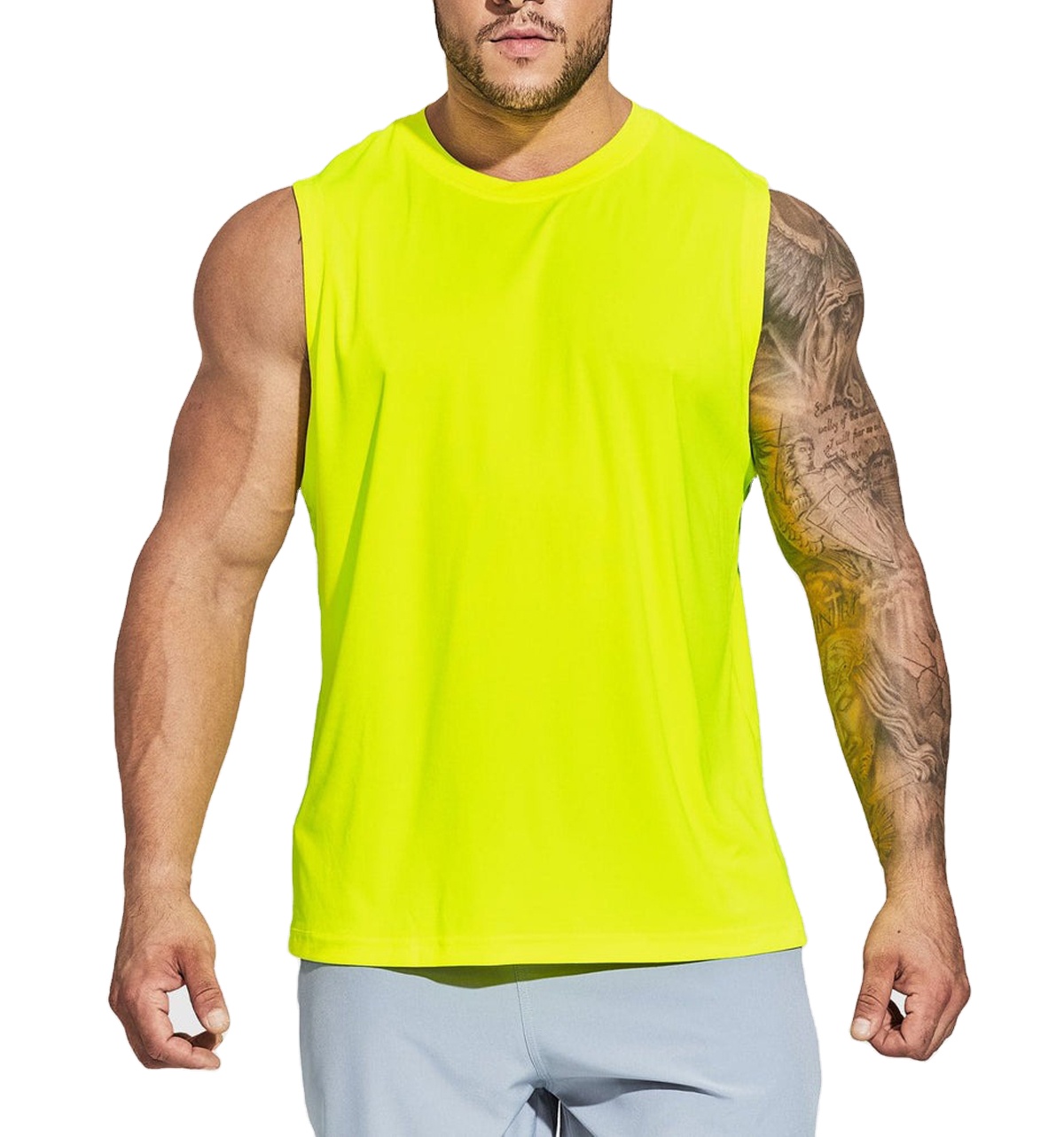 Nylon Spandex Blend Fitness Tank Top Four Way Stretch Tank Top High Elasticity Breathable Workout Wear Training Shirt