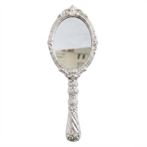 Vintage Style Heart Shaped Hand Mirror Antique Gold Plated Embossed Floral Handle Handheld Vanity Makeup Mirror for Hot Selling - Product Image 5
