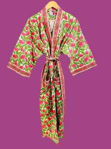 Kimono en coton imprimé à la main, vêtements de festival, robes pour femmes, 100% coton, kimono imprimé à la main, chemise de nuit - Product Image 2