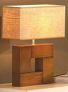 Modern Simple Wooden <b>LED</b> Table Lamp Geometric Bedside Floor <b>Light</b> E26 AC <b>Wire</b> Fabric Lampshade Warm White Bedroom Living Room - Product Image 4