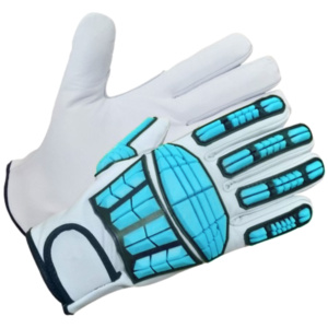 Gants de mécanicien robustes en cuir de vachette grainé avec revêtement en latex, anti-impact, protection des mains pour travaux industriels et de soudage - Product Image 3