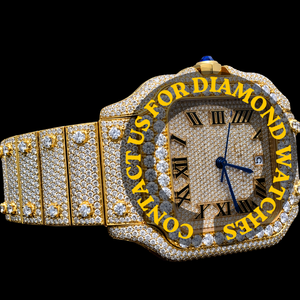 Reloj Personalizado de Lujo con Caja Cuadrada, Números Romanos, Esfera Blanca, Chapado en Oro, Diamantes Moissanite, Estilo Hip Hop - Product Image 5