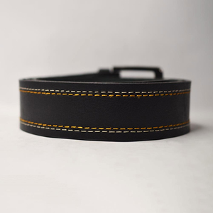 Ceinture en cuir de vachette noir avec boucle à ardillon rectangulaire, style décontracté, durable, moulage monobloc - Product Image 2