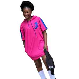 แจ็คแอนด์จิล ชุดเดรสฮู้ดดี้สีชมพูพร้อมแขนเสื้อสีน้ำเงิน ชุดเดรสลำลองสำหรับผู้หญิงและวัยรุ่น ชุดเดรสทันสมัยสวมใส่สบาย - Product Image 3