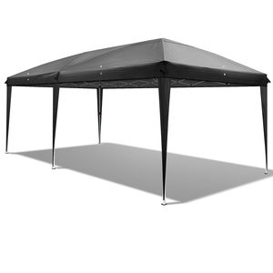 10x20 Black Instant Pop-Up Canopy <b>Tent</b> 28/22mm Powder Coated Steel <b>Frame</b> 210D Oxford Folding with 10x20mm Crossbar No Sidewalls - Product Image 3