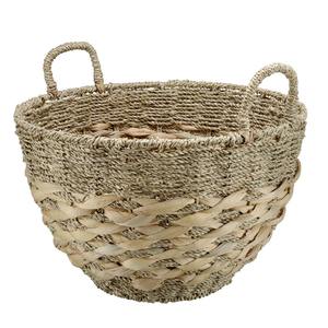 Cesta de mimbre marino adornada con jacinto de agua, cesta de almacenamiento hecha a mano, venta al por mayor, ecológica, hecha en Vietnam - Product Image 1