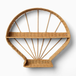 Living Room Handcrafted Rattan Shelf Seashell Shape Wall Hanging Decoration High Quality Rattan Homewares Customized in Vietnam - Product Image 1