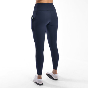 High Waist Seamless Full Length <b>Leggings</b> Solid Color Spandex Nylon Women Yoga Pants Elastic Waist Pockets Contrast <b>Stitch</b> - Product Image 3