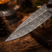 Couteau de chasse artisanal en acier Damas de qualité industrielle, à lame fixe de 8 pouces, avec manche en bois, pour la survie en extérieur