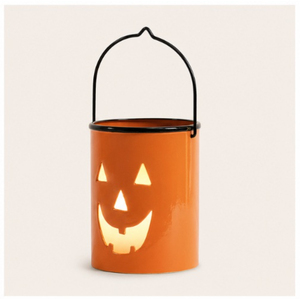 Wholesale Eco-friendly Metal Jack O <b>Lantern</b> <b>Tea</b> <b>Light</b> Holder Orange Pumpkin Candle Bucket with Metal Handle Halloween Home Decor - Product Image 3