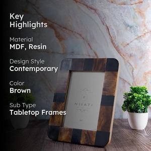 MDF & Resin Rectangular Photo <b>Frame</b> Tabletop Display Minimalist Vertical Durable Handmade Eco-Friendly Curio Craft Home Decor - Product Image 5