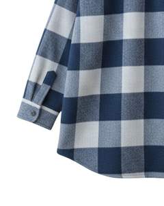 Chemise-veste en flanelle à carreaux bleus et blancs pour homme, manches longues, boutonnée, chaude, coupe décontractée et tissu doux - Product Image 5