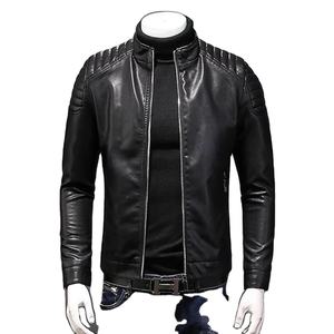 เสื้อแจ็คเก็ตหนังเทียมสำหรับผู้ชาย ฤดูหนาว กันลม มีซิป สไตล์ไบค์เกอร์ แฟชั่นลำลอง เสื้อโค้ทสำหรับธุรกิจ - Product Image 2