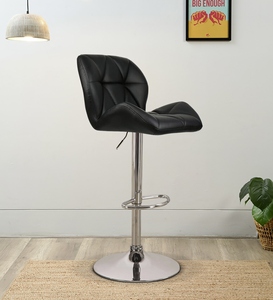 Black Leatherette Modern Bar <b>Stool</b> Swivel Counter Height Kitchen Furniture <b>Cushioned</b> Seat Ergonomic Adjustable Height Metal - Product Image 4