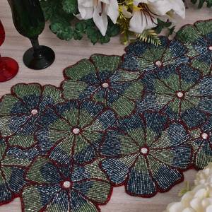 Embroidered Floral <b>Table</b> <b>Runner</b> Green <b>Blue</b> Red Classic Style Home Decor Washable - Product Image 3