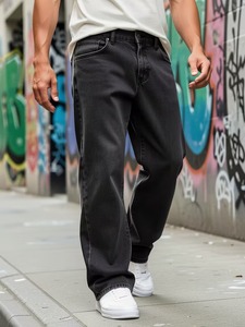 กางเกงยีนส์ทรงหลวมผู้ชาย GALLERY FADE รุ่น Loose Men Slant Pocket Straight Leg สีเทา/สีดำ ผ้าเดนิมเทียม ทรง Baggy สไตล์วินเทจ - Product Image 6