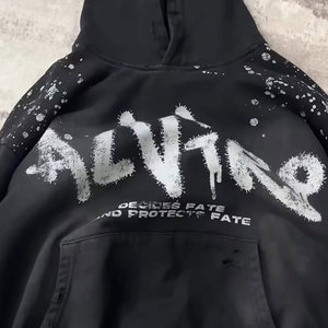 Hot Sale Manufacturing Custom Vintage Essential Oversize Heavyweight 400gsm Cotton Acid Distressed Hoodies - Product Image 2
