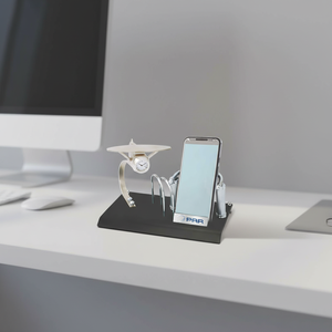 Organisateur de bureau exécutif pour usage professionnel, support mobile, horloge, porte-cartes de visite, accessoire de table de bureau - Product Image 1