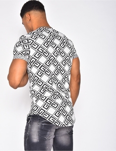 Chemise décontractée en tricot à manches courtes pour homme, col en V, motif géométrique, respirante, idéale pour l'été - Product Image 5
