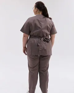 Wholesale Custom Canvas Tanning Salon Uniform Set Soft Breathable Tunic <b>Top</b> Pants Spa Specialist Apparel Low MOQ - Product Image 2