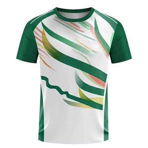 Uniformes de tennis pour hommes de qualité supérieure confortables, 100% polyester, protection UV, respirants, manches courtes, séchage rapide, devant uni - Product Image 5