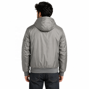 Men's Nylon Hooded Puffer Hoodies Warm Winter <b>Zip</b> <b>Up</b> Outerwear Insulated Bomber Coat With Pocket OEM Custom Men's <b>Jackets</b> USA - Product Image 3