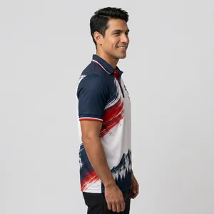 Camiseta Polo Deportiva Personalizada para Hombre, de Secado Rápido, 100% Poliéster, Manga Corta, Diseño de Montaña Estampado, Corte Regular - Product Image 6