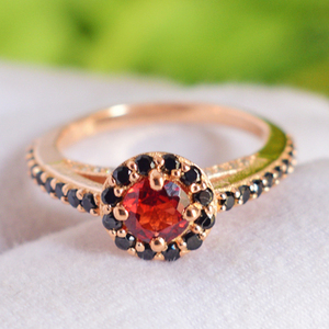 Best Selling Natural Red Garnet Gemstone <b>Ring</b> With Black Onyx 925 Sterling <b>Silver</b> Classy Gold Plated Fine <b>Ring</b> Jewelry For Women - Product Image 6