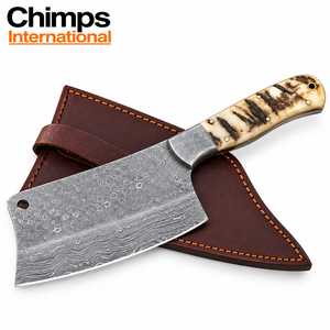 Couteau de boucher en acier Damas de haute qualité, forgé à la main, pour viande et légumes, couteau de cuisine à lame pleine, couteau de chef avec manche en corne de bélier - Product Image 1