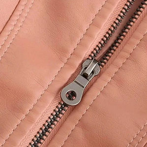 2026 Custom Breathable Women's Jacket Full Sleeve Solid <b>Leather</b> With Cotton Filling and Hole Decoration for <b>Ladies</b> jacket - Product Image 5