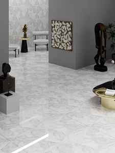 Azulejos de porcelana esmaltada de aspecto lujoso de 2x4 pies, color gris Armania, acabado brillante sin fin, azulejos de 600x1200 mm para sala de estar y dormitorio - Product Image 3